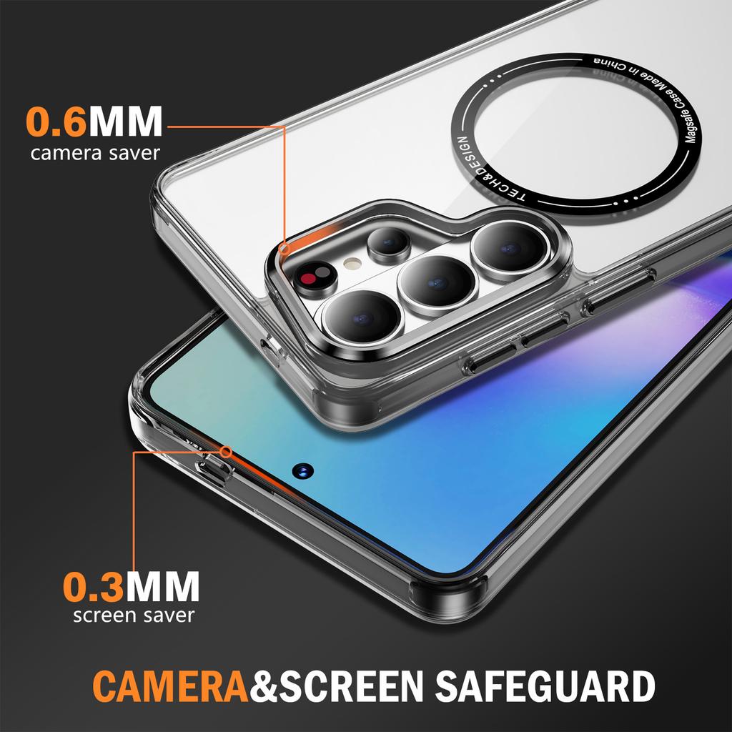 For Magsafe Magnetic Wireless Charging Transparent Phone Case for Samsung Galaxy S26 S25 Ultra S26 Plus Clear Protective Cover