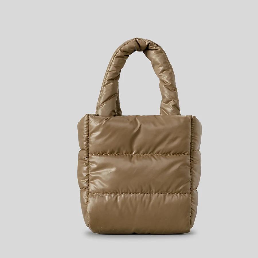 Fashion Small Quilted Padded Tote Bag Designer Puffer Women Handbags Casual Nylon Shoulder Crossbody Bags Cute Female Purses