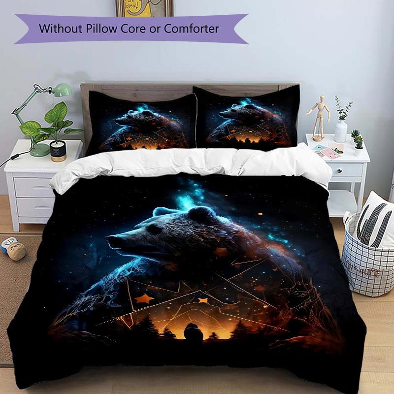 3pcs Anime Bear Bedding Set - Includes One Quilt Cover and Two Pillowcases (No Fillers) - Perfect for Bedroom Decor and Guest Rooms - Festiv