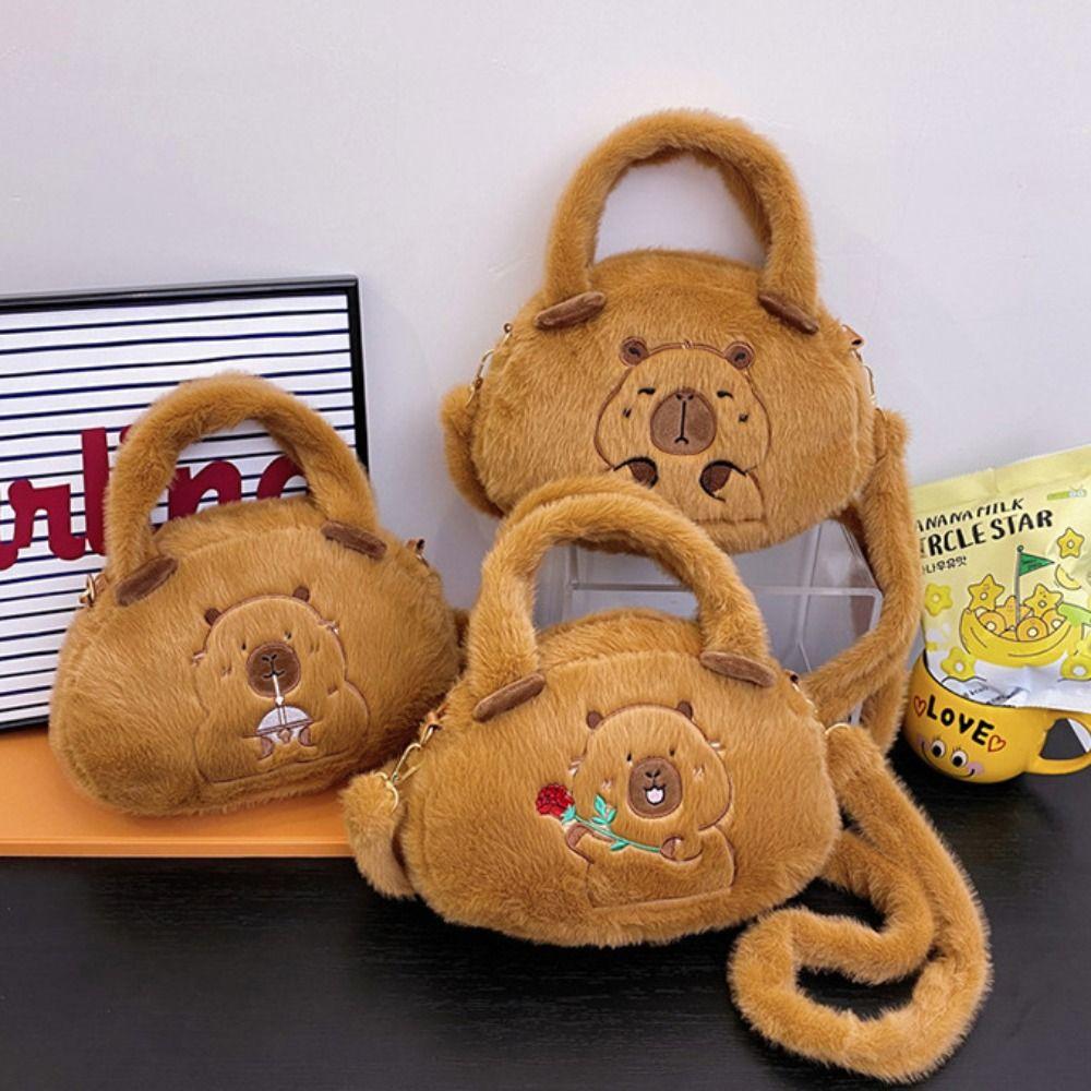 Large Capacity Capybara Plush Crossbody Bag Schoolbag Cartoon Shoulder Bag Outdoor