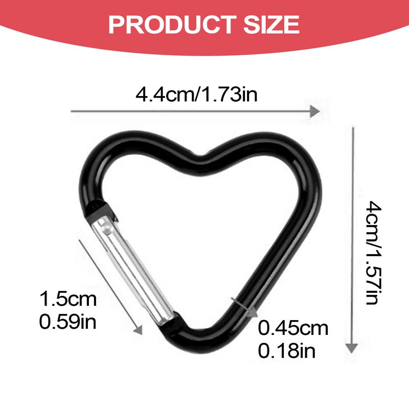 Carabiner Hook Clip 10Pcs Heart-shaped  Carabiner Key Chain Clip Outdoor Keyring Hook Water Bottle Hanging for Travel  Hiking