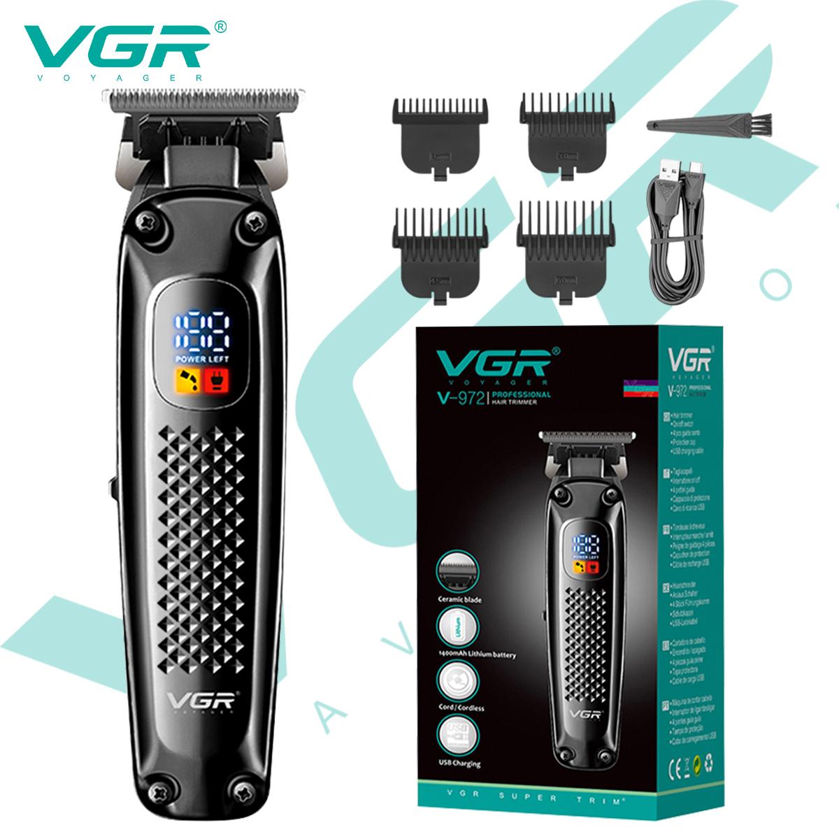 

New VGR Hair Salon Hair Trimmer Electric Beard Hair Clipper Barber Hair Cutter Machine Trimer Shape Carving with LED Digital Display Shaver V-972