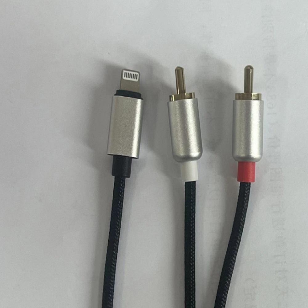 3 Meters Dual RCA To 8-Pin Connector Aux Audio Stereo Y Splitter Cable Adapter