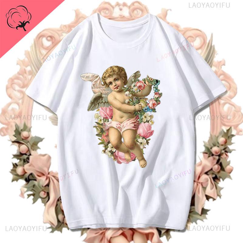 Fashion Fiorucci Baby Angel Graphic Tshirt Summer Classic Aesthetic T Shirt Unisex Unisex Kawaii Clothes Creative Couple Short Sleev Unisex