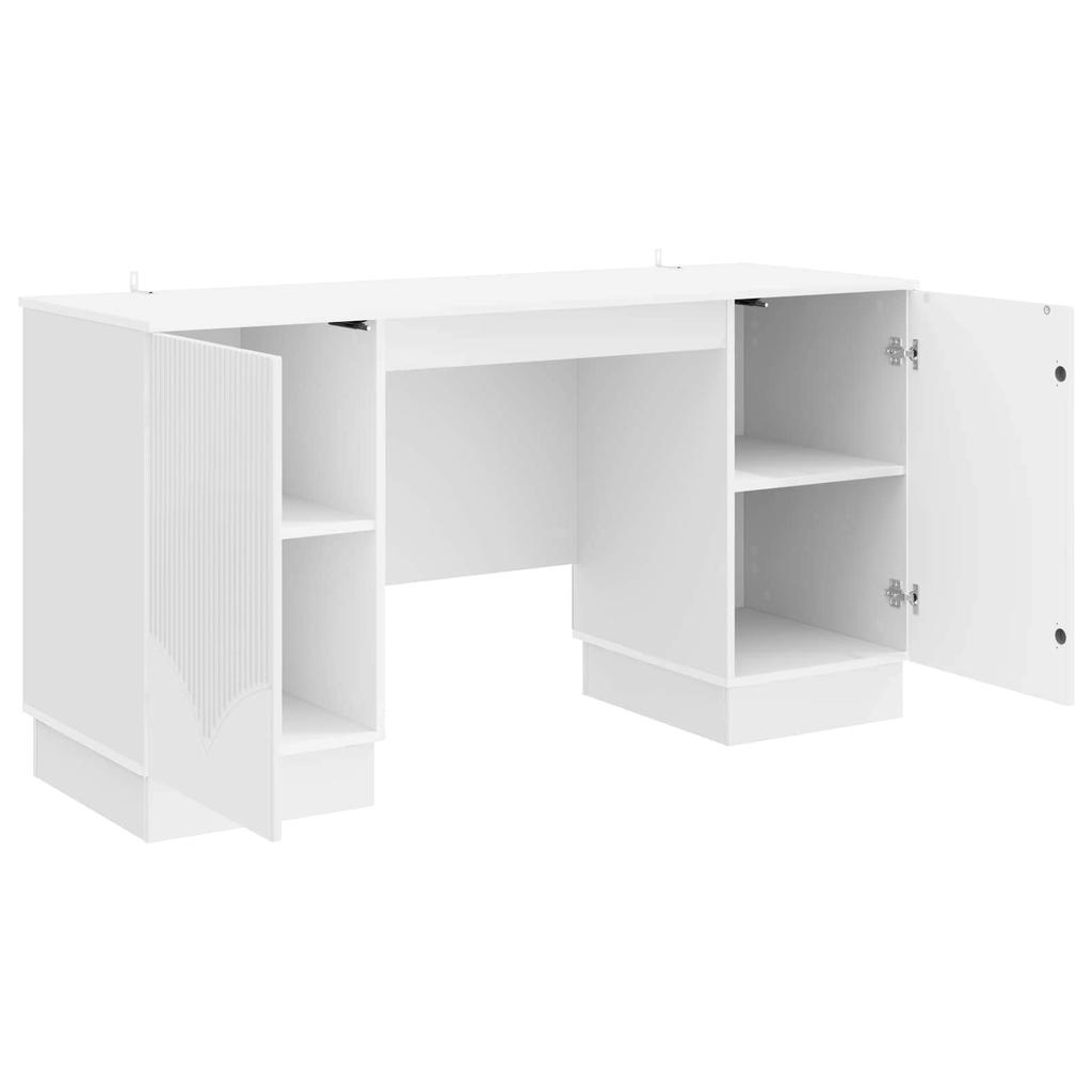 Glossy White Desk 142.5 X 50 X 75 Cm Particleboard