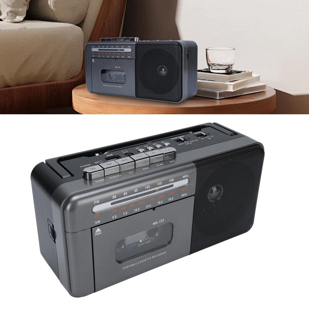 Cassette Tape Player Bluetooth Speaker Bluetooth Cassette Tape Player Portable Retro Look FM AM SW Radio Rechargeable for Home
