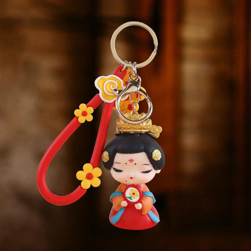 Guochao Tang Dynasty Ladies Keyring Pendant - Chinese Style Souvenir Ornament