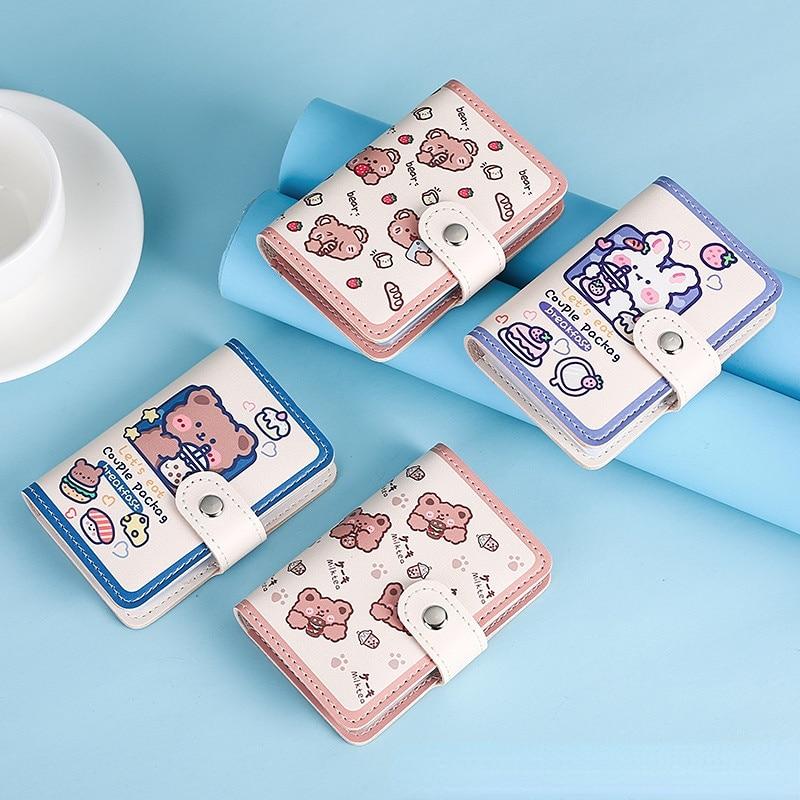 Cute Cartoon Women ID Credit Card Holder Bag Pu Leather Women Travel ID Bank Credit Card Holder Hasp Business Card Wallet Bags MIT
