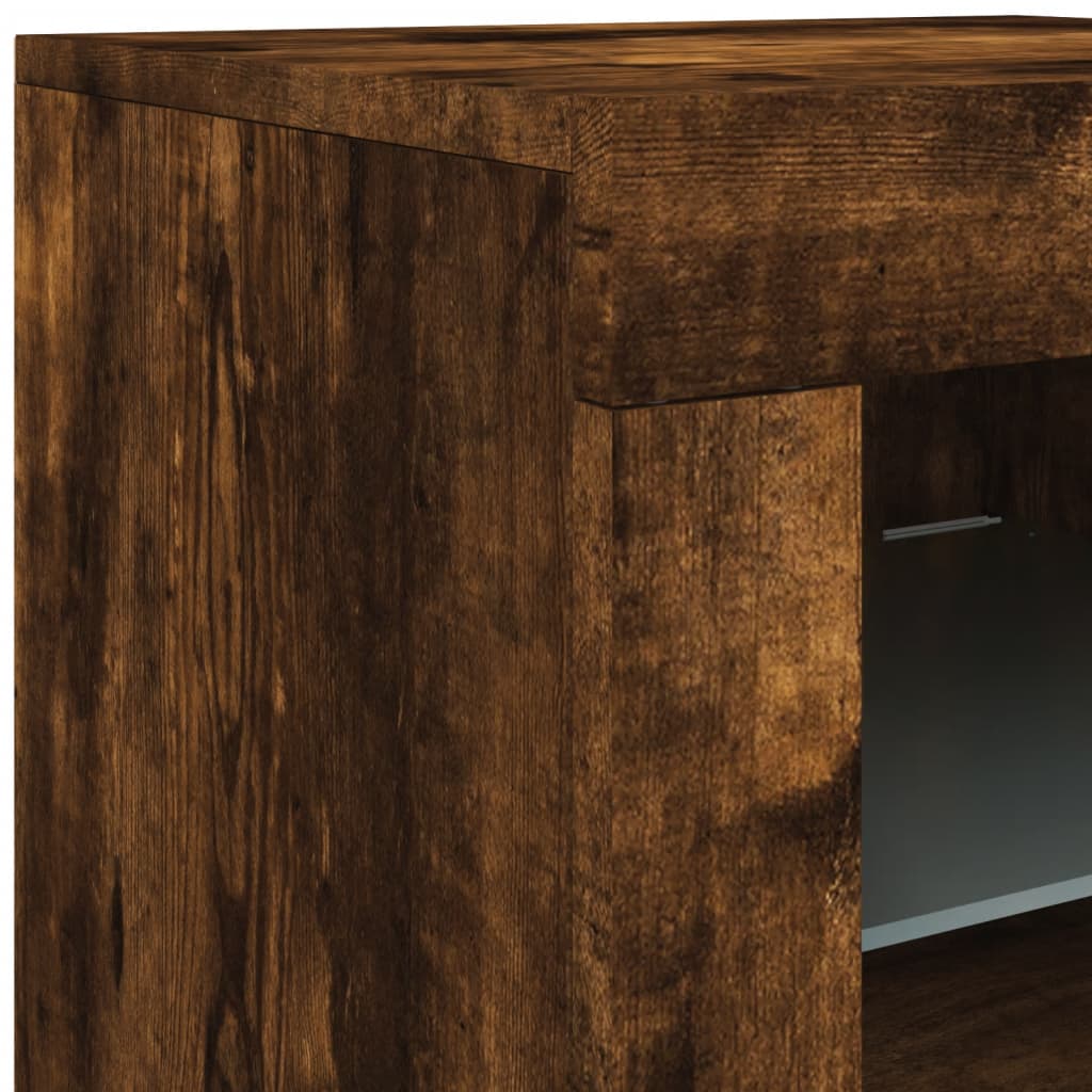 Sideboard with LED Lights Smoked Oak 283 x 37 x 67 cm