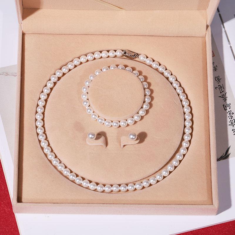 Set di Collana di Perle di Conchiglia Naturale di Mare Profondo da Donna: Gioielli Collana Clavicola in Tre Pezzi per la Festa della Mamma