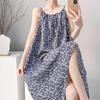 Suspender nightgown women's summer sexy long can wear cotton silk pajamas spring and autumn thin high-end loungewear