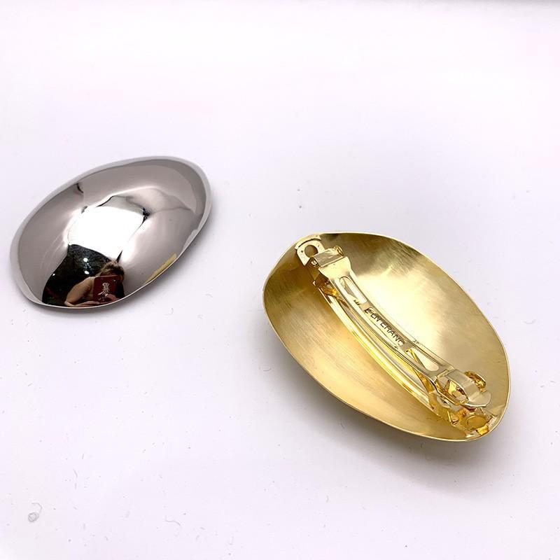 Simple Trendy Metal Eggshell Shape Spring Hair Clip Fashion Ponytail Hair Clip Barrettes For Women Girls Hair Accessories