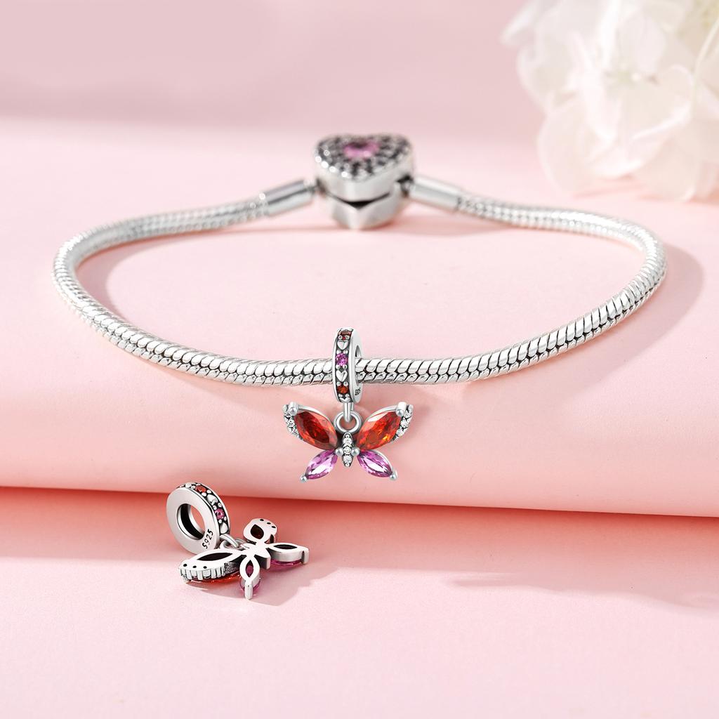 Genuine Copper Colorful Butterfly Charms Beads Fitoriginal Bracelets Fine Diy Gifts Jewelry Making