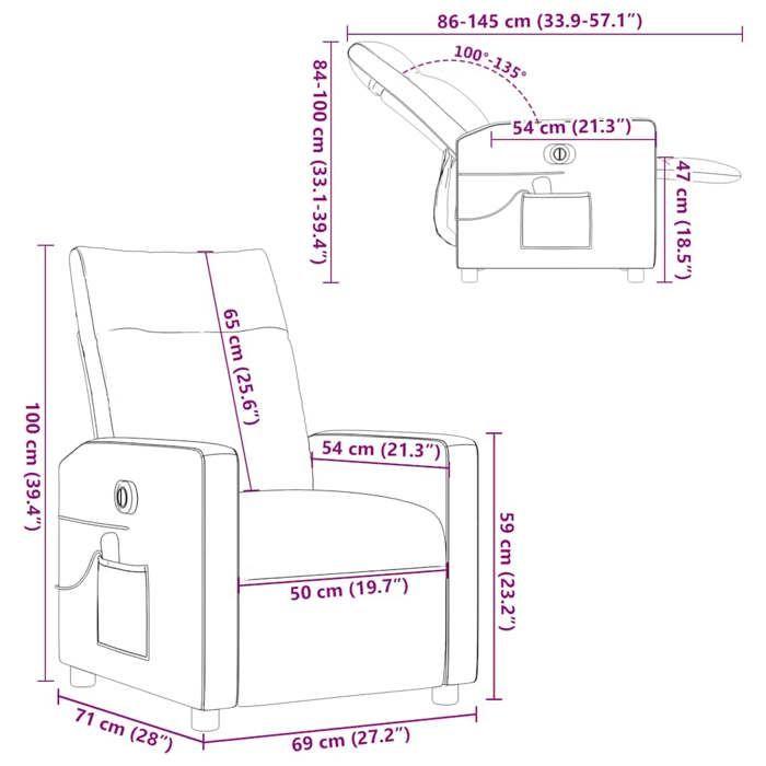 VidaXL Fauteuil inclinable de massage électrique gris foncé tissu 3324046