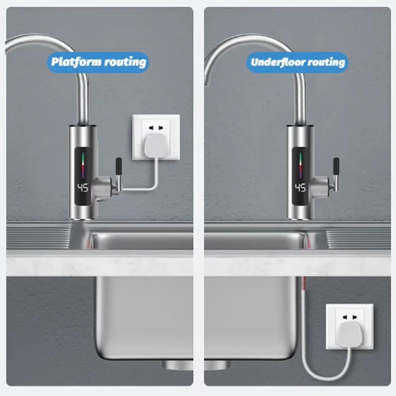 3000W 220V Electric Kitchen Water Heater Tap Stainless Steel LED Digital Instant Hot Water Faucet Heater Cold Heating Faucet