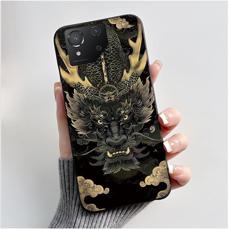 Casing For Asus ROG Phone 8 Phone8 ROG8 Pro Case Luxury Dragon Cute Cool Boys Girls Slim Black Matte Soft TPU Back Protect Cover