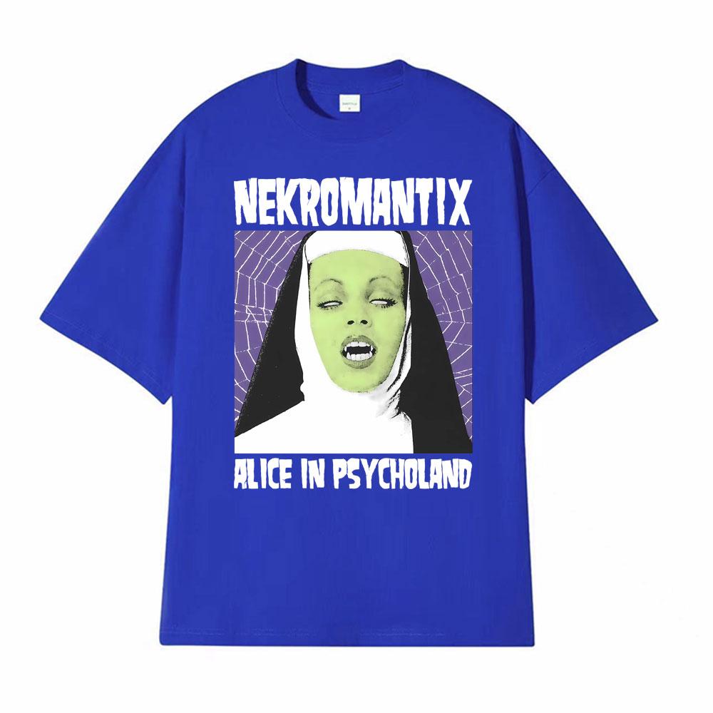 NekroUnisextix Alce in Psycholand Horrorpunk Tshirts for Unisex Fashion Gothic High Street Tshirt 100 Cotton Oversized Cozy T Shirt