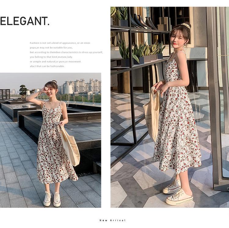 Letnia sukienka damska 2024 w kwiaty na ramiączkach spaghetti, wyszczuplająca