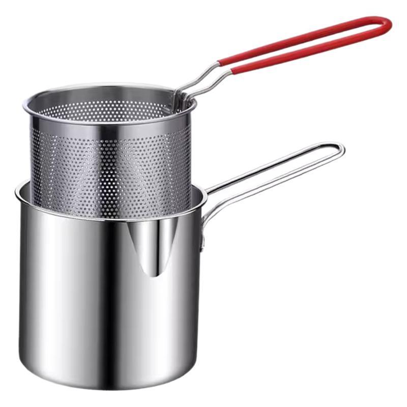 Mini-Edelstahl-Bratpfanne ohne Beschichtung mit Sieb für Induktionsherde