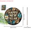 Artistic Happy New Year Wooden Sign - Wreath Round Sign for Front Door, Wall Hanging Decor - Ideal Festival Ornament