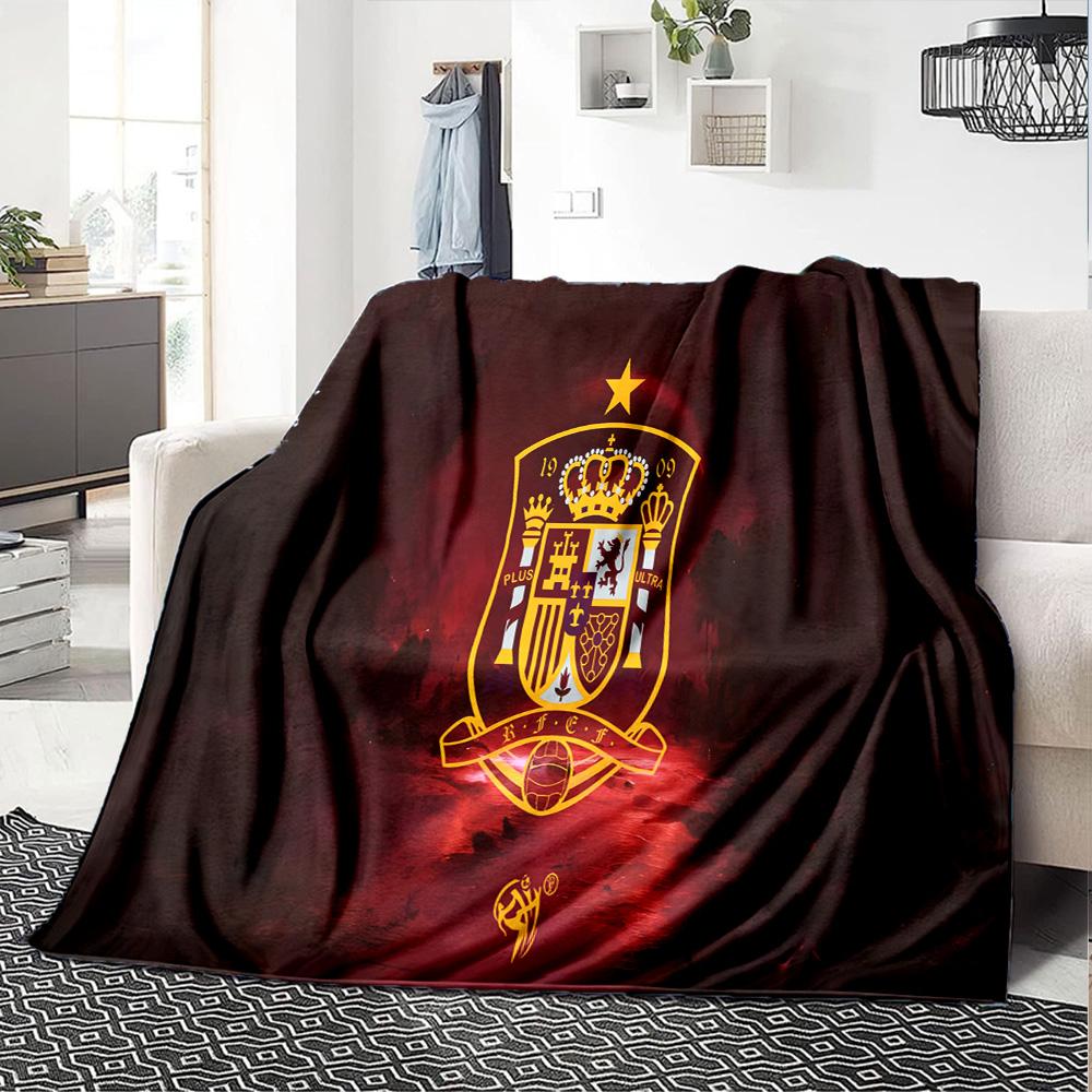 Coperta in Flanella con Stemma di Spagna, Poliestere Morbido, Design Moderno, Per Tutte le Stagioni per Campeggio, Viaggi, Regali per Feste o Compleanni