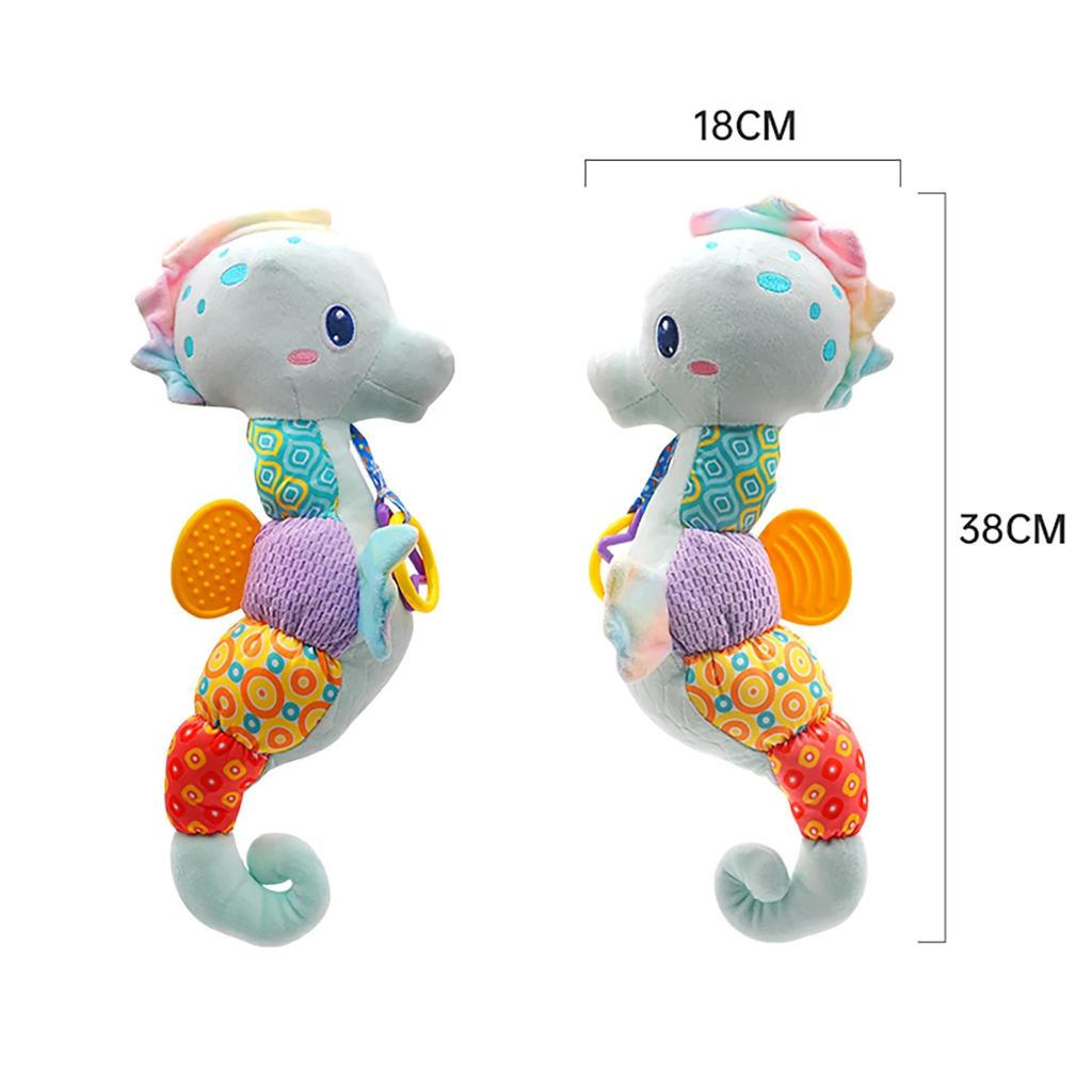Baby Seahorse Musical Rattles Toys Infant Stuffed Animals Soft Toy with Bright Colors Crinkle Sound Paper Newborn Toys Gifts