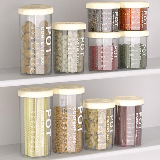 Yousheng Transparent Grain Canister Kitchen Sealed Jar Food-Grade Airtight Storage Container Pantry Organizer for Snacks Dried Foods Tea