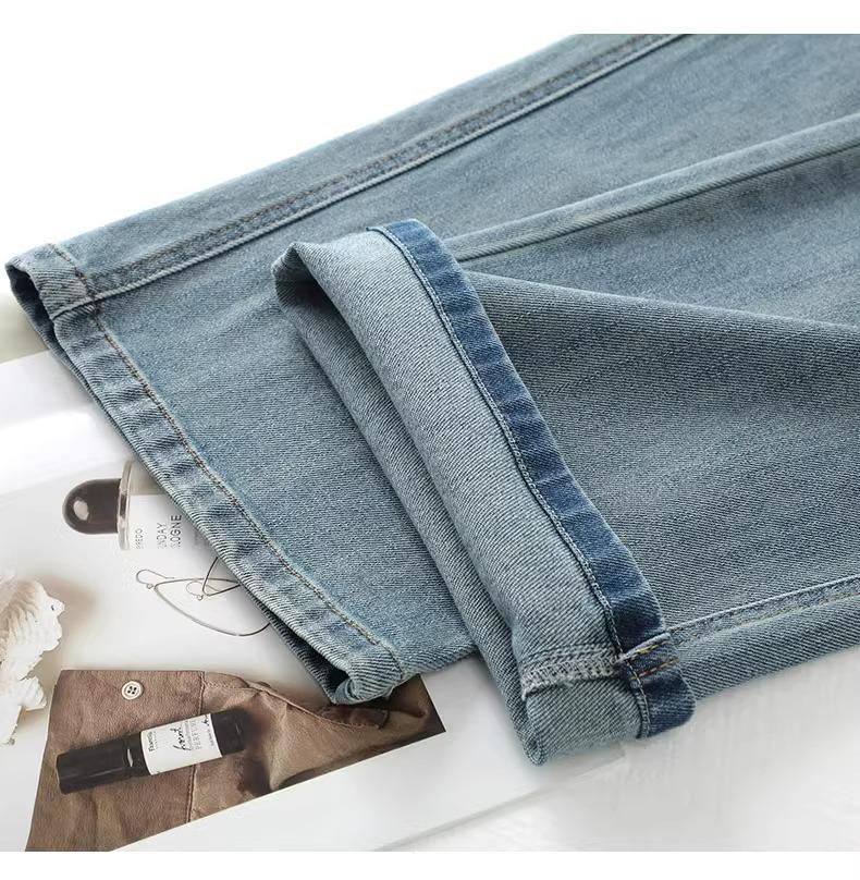 2025 New Women's High-Waisted Wide-Leg Retro Jeans: Slimming, Loose, Straight-Leg Mop Pants for Spring and Autumn