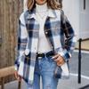 Women's Fashion Plaid Lapel Single Breasted Long Sleeved Shirt Jacket