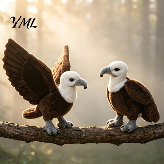 Soft Stuffed Bird Doll Realistic Plush Bald Eagle Doll, Animal Toy with Foldable Nature Inspired Home Decor Wings, Lifelike Plushie for And