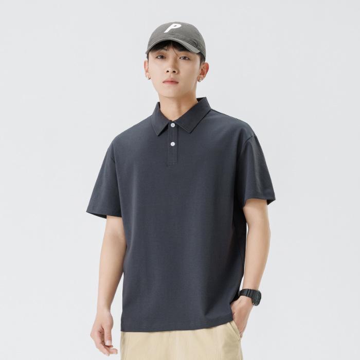Updated Summer Lapel Polo Short-sleeved Mens Heavy T-shirt for Mens Lapel Thin Short T-t-thigh
