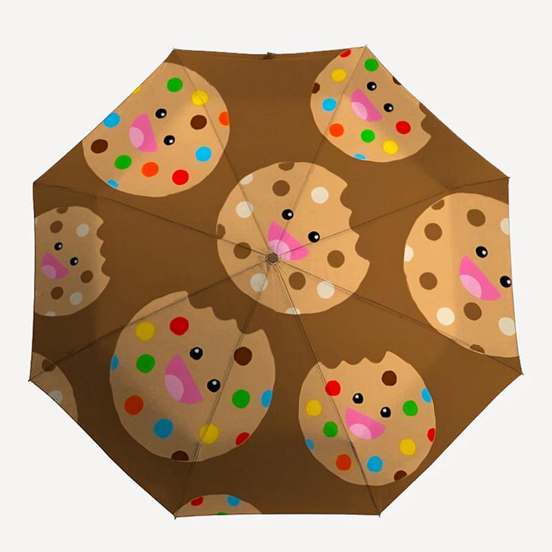 

1pc Cookie Circle Automatic Open/Close Umbrella Compact Folding Umbrella, All-Season Portable Umbrella for Women/Men F1124117