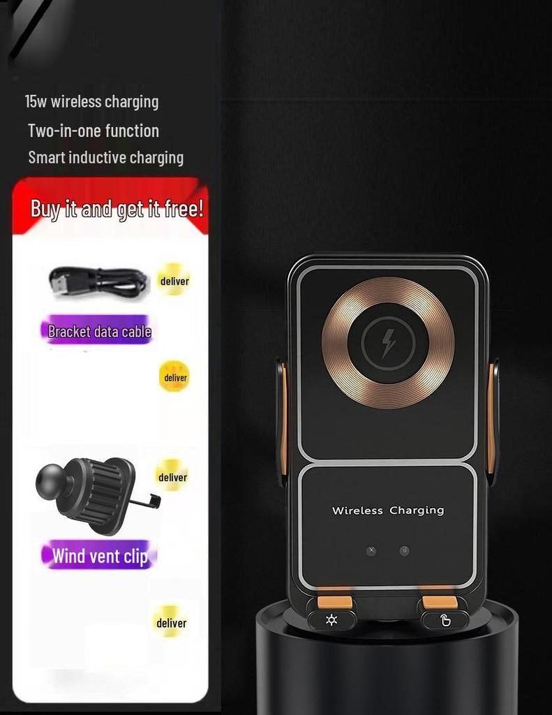 Transparent Cyberpunk Car Wireless Charger & Anti-shake LED Phone Mount