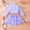 New Children's Long Sleeve Jacket + Vest + Short Skirt Three-Piece Spring and Autumn Little Girl's Mesh Skirt Set