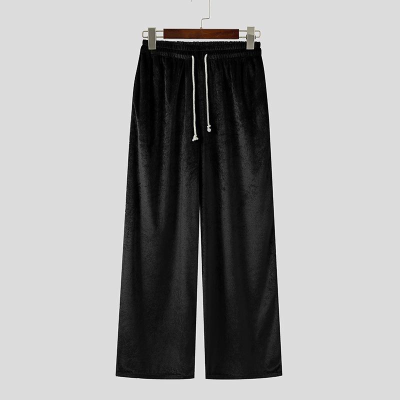 INCERUN Мужские Повседневные Эластичные Талия Осень Зима Вельветовые Длинные Брюки S чёрный