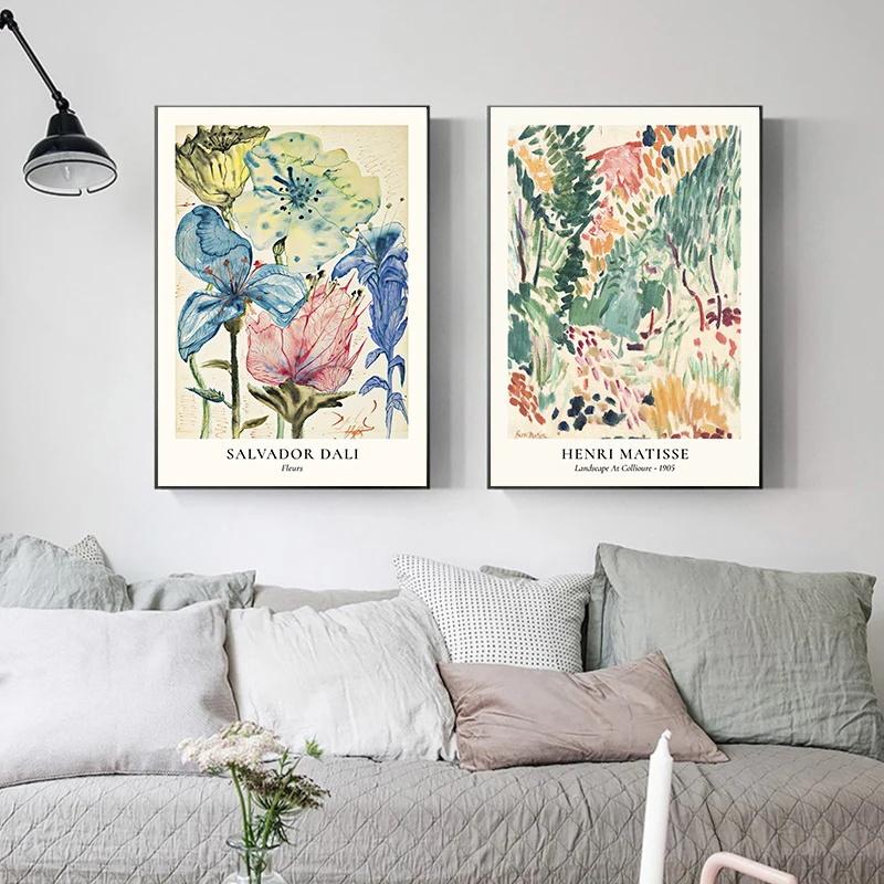 Serie de jarrones de estrellas de Van Gogh Póster Arte de pared Matisse Pintura en lienzo de flores vintage Mercado de flores Arte Decoración de pared para sala de estar del hogar