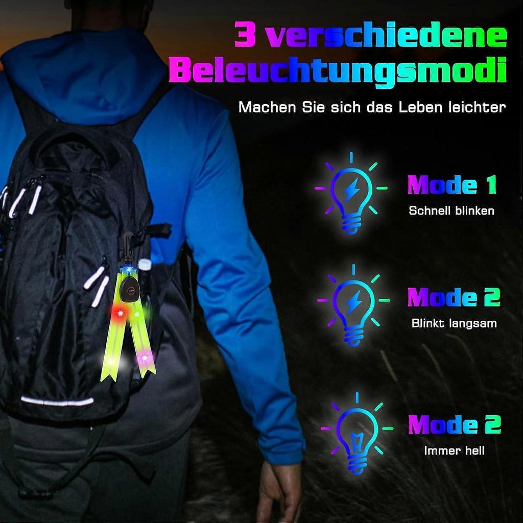 Pack LED Reflector for Kids - USB Rechargeable - for Backpack, Cycling, Running, Jogging