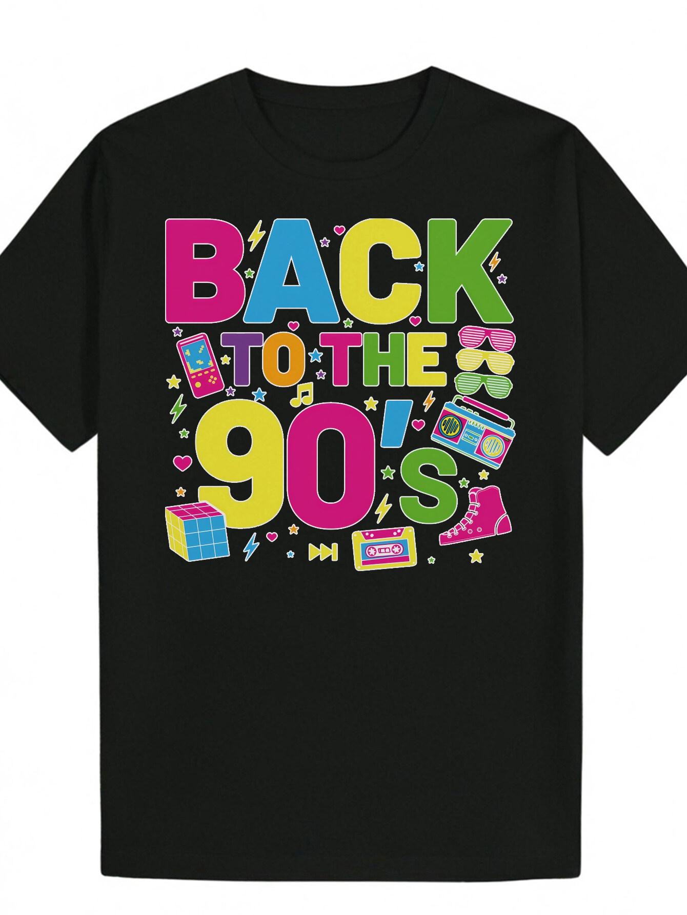 Retro 90s Graphic T-shirt - Colorful Back to the 90s Design with Vintage Toys & Games S