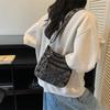 Denim Messenger Bag mit mehreren Reißverschlüssen Damen neue Retro literarische Pendlertasche lässige Mode Umhängetasche