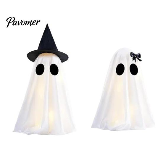 Classic Black Big Eyes Decor Light Up Halloween Ghost Decoration Scary Lighted White Cloth Pet-friendly Spooky Tabletop Ornament for Indoor