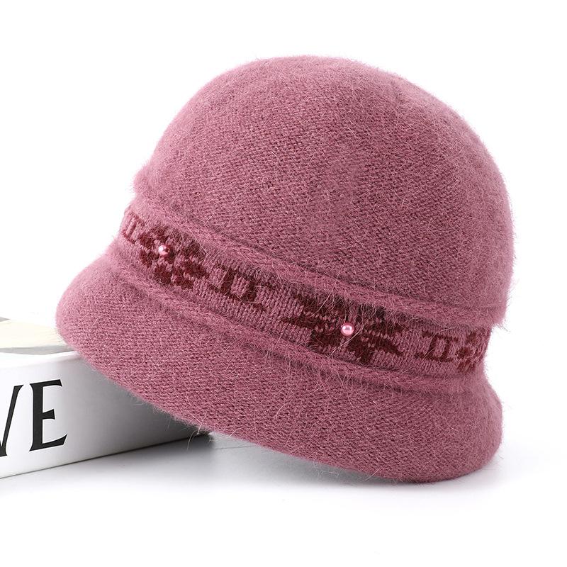 Knitted hat children elderly autumn and winter warm hat rabbit wool blend elderly thickened mother wool hat