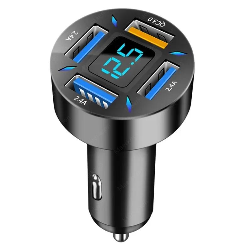 66W 4 Port USB Type C Car Charger Quick Charge QC3.0 PD Fast Charging Cigarette Lighter Adapter For iPhone Samsung Xiaomi Huawei