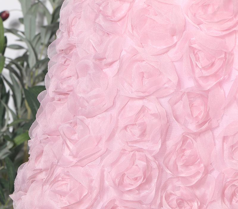 3D Rose Midi Tulle Skirt - Fluffy, Elastic High Waist, Slimming, Versatile A-line for Women