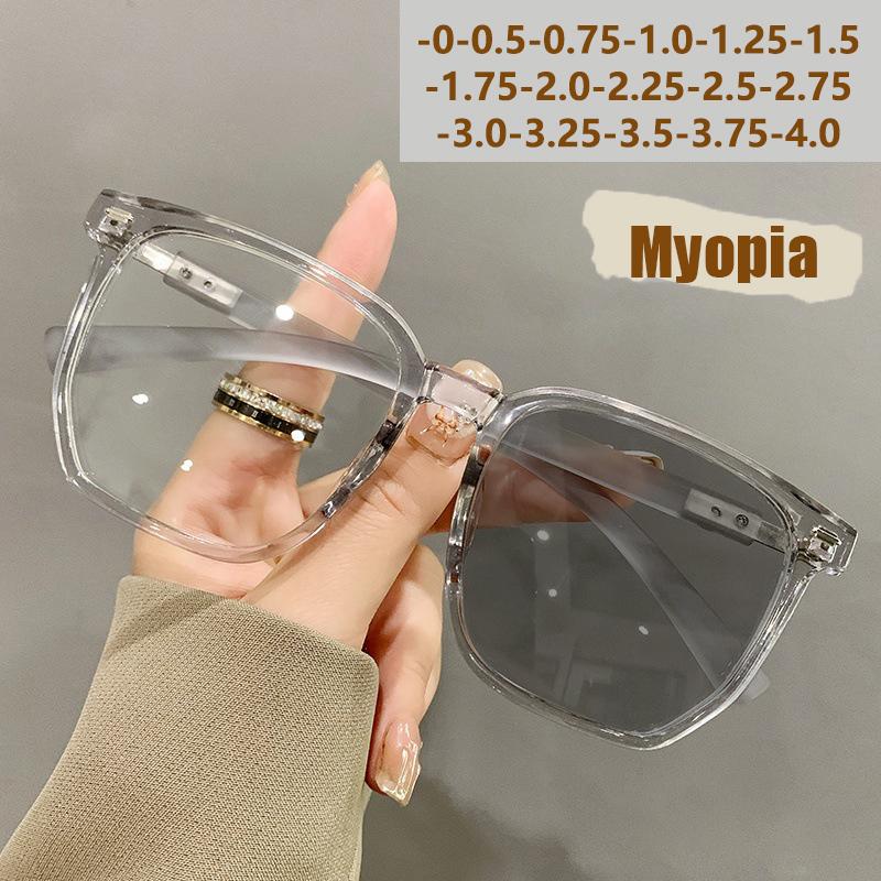 Posensitive Color-changing Anti-blue-light Polygonal Large-frame Near-sighted Glasses