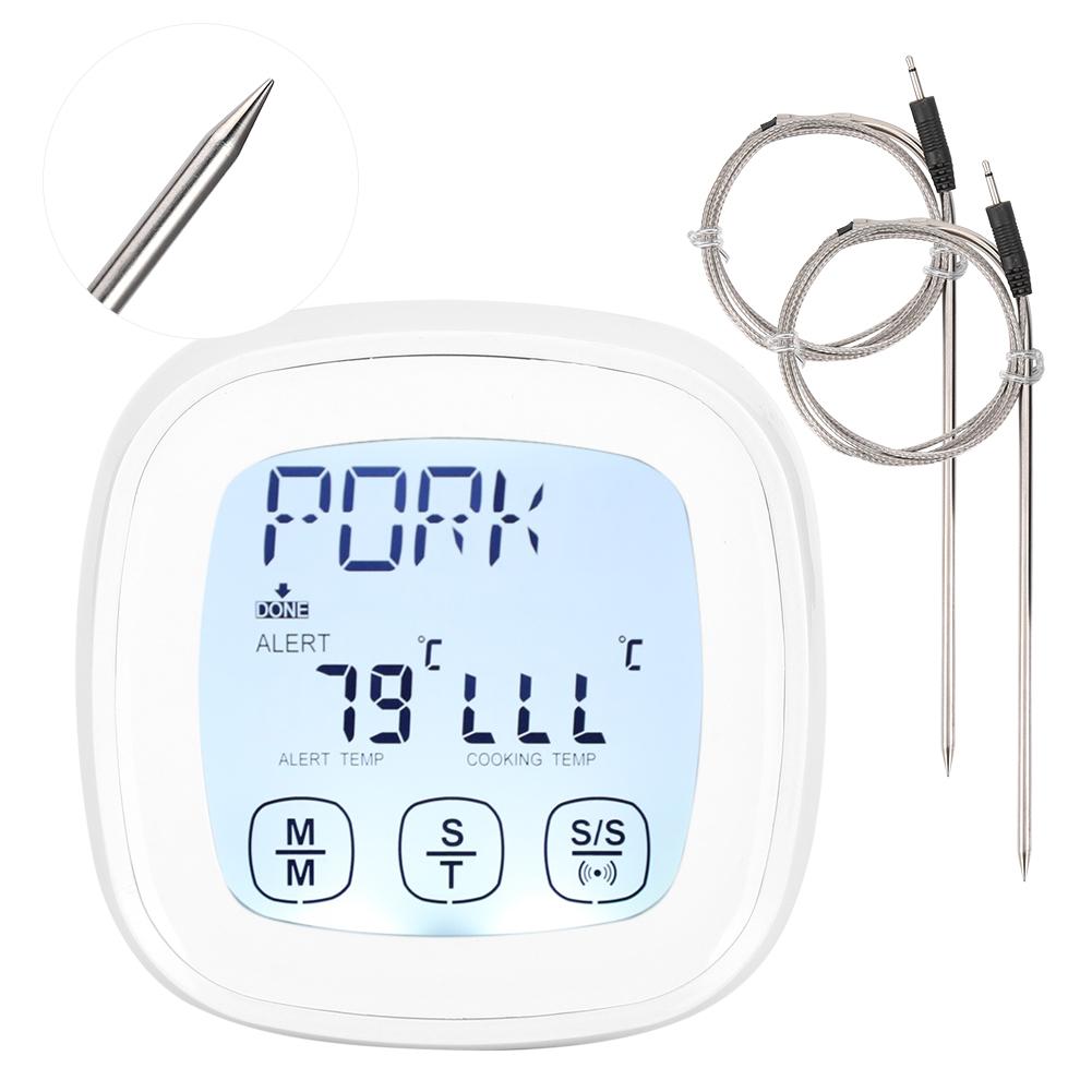 Digital grilltermometer med pekskärm och timerfunktion, köksmatlagningsaccessoar