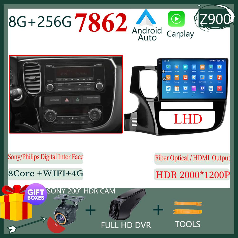 Wireless CarPlay Android 14 Auto Radio For Mitsubishi Outlander 3 GF0W GG0W 2012-2018 Car Multimedia GPS No 2din Touch Screen
