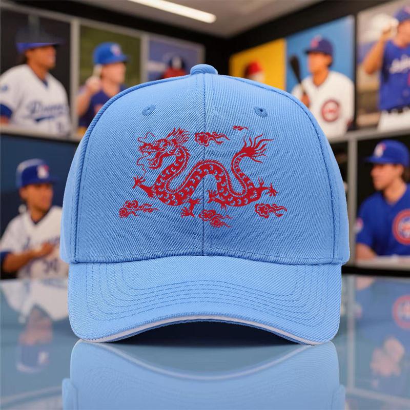 Red Dragon Graphic Baseball Cap Polyester Breathable Outdoor Adjustable Unisex Sport Hat
