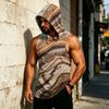 Men’s Hooded Sleeveless Vest Muscle Fit Gym Tank Top Breathable Quick Dry Athletic Bodybuilding Shirt for Workout Training