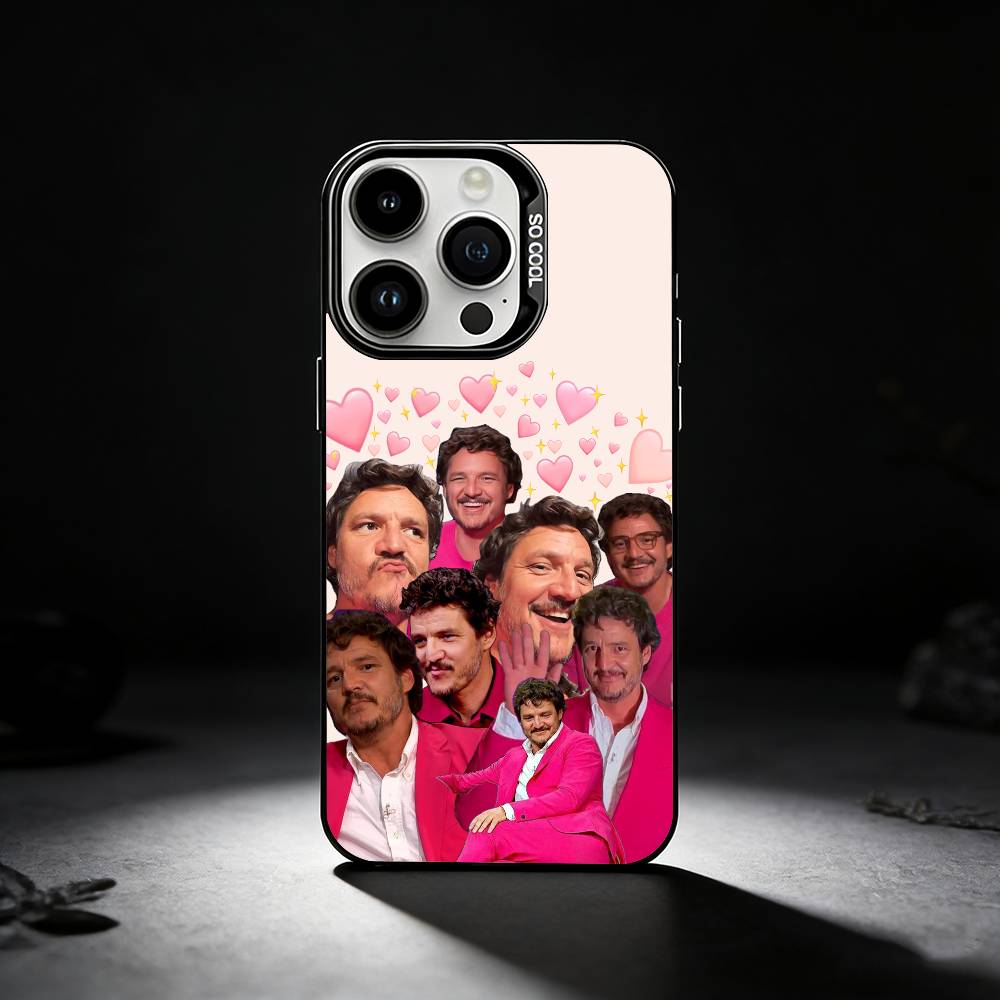 Pedro Pascal Phone Case For iPhone 17,16,15,14,13,12,11 Plus,Pro Max,XS,Colored Silver Phone Case