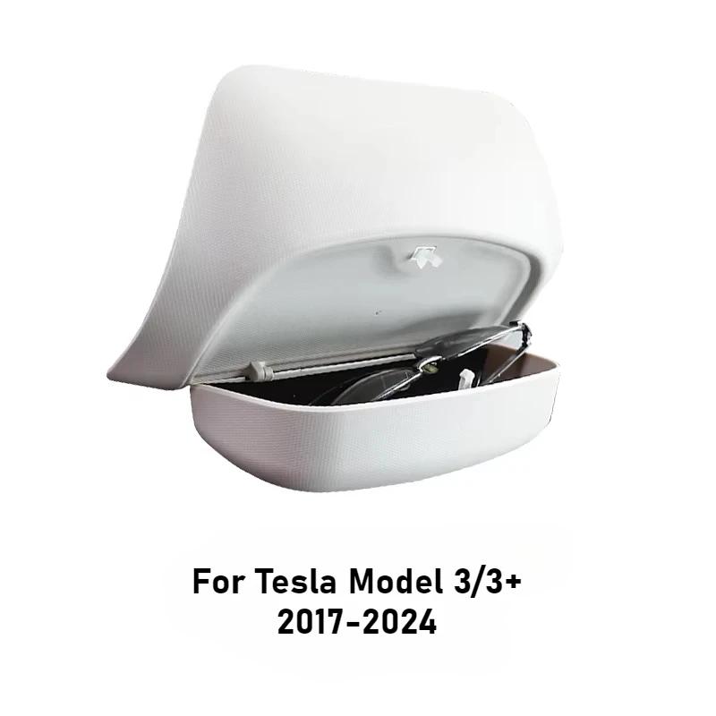 For Tesla Model Y/3/3+ Car Roof Glasses Box Sunglasses Storage Box Sun Visor Clip Card Storage Car Modification Accessories